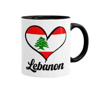 Lebanon flag, Mug colored black, ceramic, 330ml