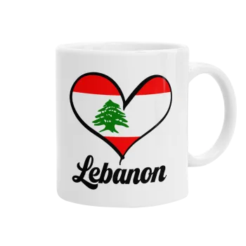 Lebanon flag, Ceramic coffee mug, 330ml
