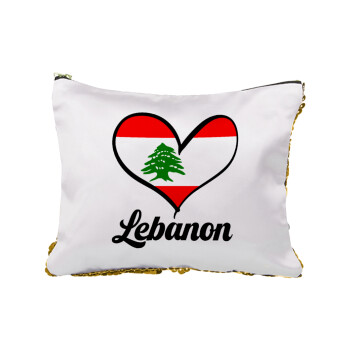 Lebanon flag, Τσαντάκι νεσεσέρ με πούλιες (Sequin) Χρυσό