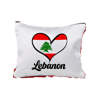Lebanon flag, Τσαντάκι νεσεσέρ με πούλιες (Sequin) Κόκκινο