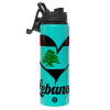 Metallic water bottle with safety lid, 850ml aluminum