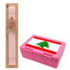 Easter Set, children's snack container PINK & scented flat Easter candle (30cm) (PINK)