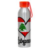 Aluminum Sports Bottle 650ml – Silver with Red Cap and Silicone Strap