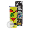 Neon Yellow Travel Tumbler, with metal straw (Stainless steel 304 Food grade, BPA free, 600ml)