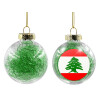 Transparent Christmas tree ball ornament with green filling 8cm