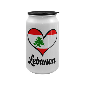 Lebanon flag, Κούπα ταξιδιού μεταλλική με καπάκι (tin-can) 500ml
