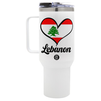 Lebanon flag, Mega Stainless steel Tumbler with lid, double wall 1,2L