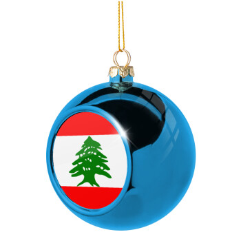Lebanon flag, Blue Christmas tree ball ornament 8cm