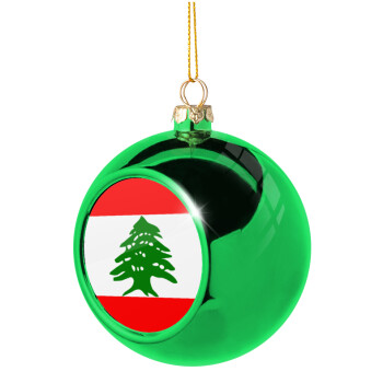 Lebanon flag, Χριστουγεννιάτικη μπάλα δένδρου Πράσινη 8cm