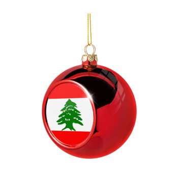 Lebanon flag, Χριστουγεννιάτικη μπάλα δένδρου Κόκκινη 8cm