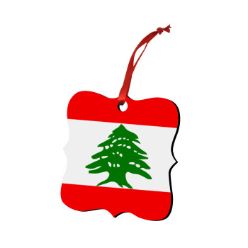 Lebanon flag, Χριστουγεννιάτικο στολίδι polygon ξύλινο 7.5cm