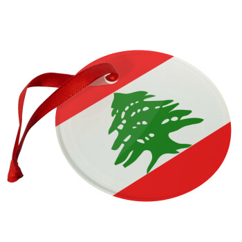Lebanon flag, Χριστουγεννιάτικο στολίδι γυάλινο 9cm