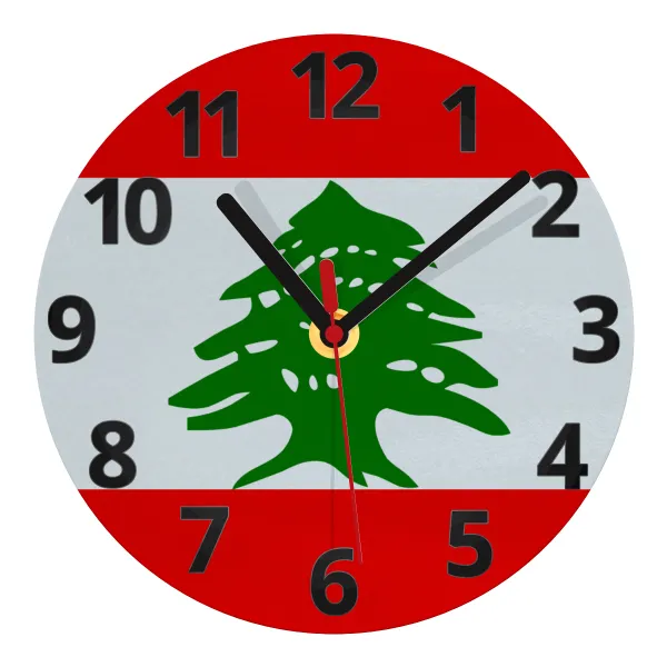 Lebanon flag — Ρολόι τοίχου γυάλινο 20cm