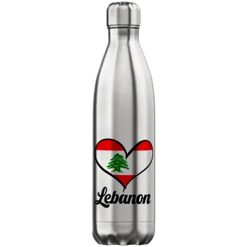 Lebanon flag, Μεταλλικό παγούρι θερμός Inox (Stainless steel), διπλού τοιχώματος, 750ml