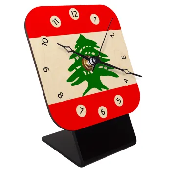 Lebanon flag, Quartz Table clock in natural wood (10cm)
