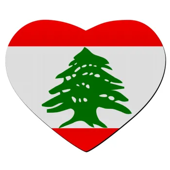 Lebanon flag, Mousepad καρδιά 23x20cm