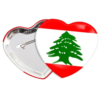 Lebanon flag, Κονκάρδα παραμάνα καρδιά (57x52mm)