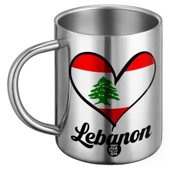 Lebanon flag, Ανοξείδωτη Μεταλλική Κούπα 450ml - Διπλού Τοιχώματος