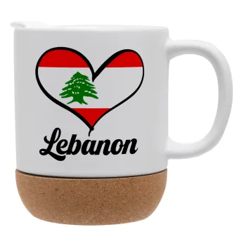 Lebanon flag, Κούπα, κεραμική με βάση φελού και καπάκι (ΜΑΤ), 330ml
