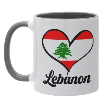 Lebanon flag, Mug colored grey, ceramic, 330ml