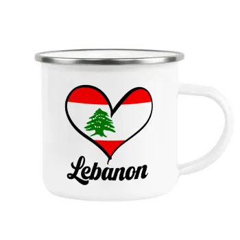 Lebanon flag, Metallic enamel cup white 360ml