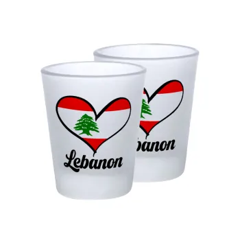 Lebanon flag, Σφηνοπότηρα γυάλινα 45ml του πάγου (2 τεμάχια)