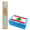 Easter Set, children's snack container BLUE & Easter aromatic flat candle (30cm) (TURQUOISE)