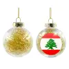 Transparent Christmas tree ball ornament with gold filling 8cm