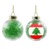 Transparent Christmas tree ball ornament with green filling 8cm