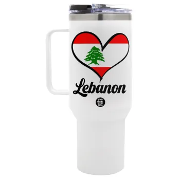 Lebanon flag, Mega Tumbler με καπάκι, διπλού τοιχώματος (θερμό) 1,2L