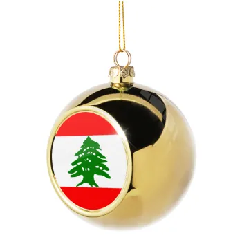Lebanon flag, Golden Christmas tree ball ornament 8cm
