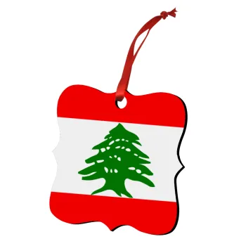 Lebanon flag, Στολίδι Χριστουγεννιάτικο στολίδι polygon ξύλινο 7.5cm