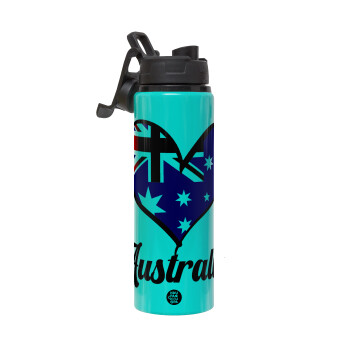 Australia flag, Metallic water bottle with safety lid, 850ml aluminum