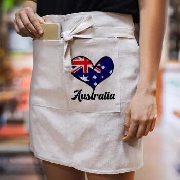 Australia flag, Ποδιά Μέσης με διπλή τσέπη Barista/Bartender, Beige