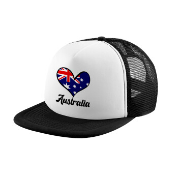 Australia flag, Καπέλο Ενηλίκων Soft Trucker με Δίχτυ Black/White (POLYESTER, ΕΝΗΛΙΚΩΝ, UNISEX, ONE SIZE)