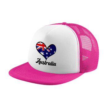 Australia flag, Καπέλο Soft Trucker με Δίχτυ Pink/White 
