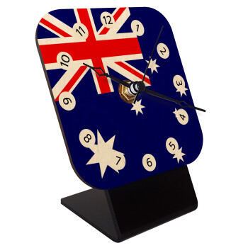 Australia flag, Επιτραπέζιο ρολόι σε φυσικό ξύλο (10cm)