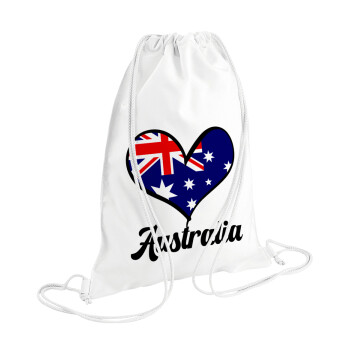 Australia flag, Τσάντα πλάτης πουγκί GYMBAG λευκή (28x40cm)