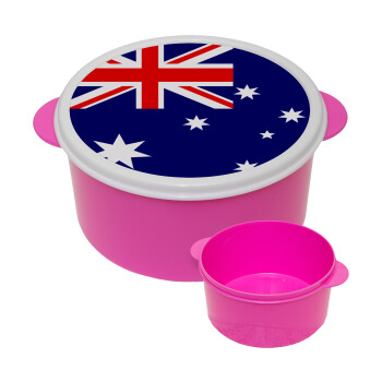 Australia flag, ΡΟΖ παιδικό δοχείο φαγητού (lunchbox) πλαστικό (BPA-FREE) Lunch Βox M16 x Π16 x Υ8cm