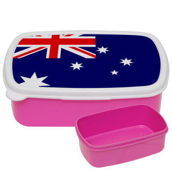 Australia flag, ΡΟΖ παιδικό δοχείο φαγητού (lunchbox) πλαστικό (BPA-FREE) Lunch Βox M18 x Π13 x Υ6cm