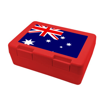 Australia flag, Παιδικό δοχείο κολατσιού ΚΟΚΚΙΝΟ 185x128x65mm (BPA free πλαστικό)