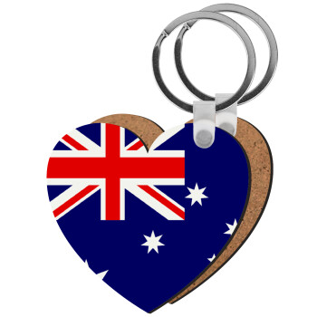 Australia flag, Μπρελόκ Ξύλινο καρδιά MDF