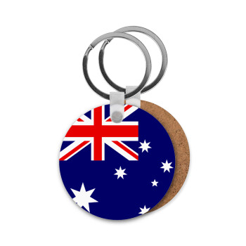 Australia flag, Μπρελόκ Ξύλινο στρογγυλό MDF Φ5cm