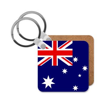 Australia flag, Μπρελόκ Ξύλινο τετράγωνο MDF