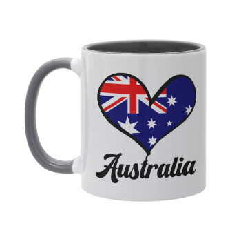 Australia flag, Κούπα χρωματιστή γκρι, κεραμική, 330ml