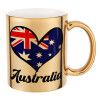 Australia flag, Κούπα κεραμική, χρυσή καθρέπτης, 330ml