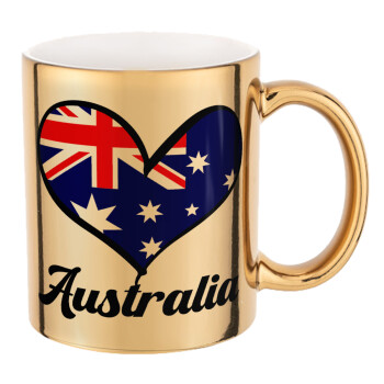 Australia flag, Κούπα κεραμική, χρυσή καθρέπτης, 330ml