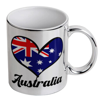 Australia flag, Mug ceramic, silver mirror, 330ml