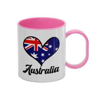 Australia flag, Κούπα (πλαστική) (BPA-FREE) Polymer Ροζ για παιδιά, 330ml