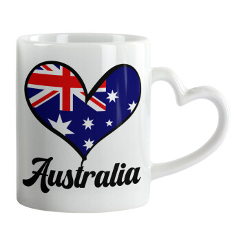 Australia flag, Κούπα καρδιά χερούλι λευκή, κεραμική, 330ml